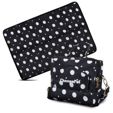 Load image into Gallery viewer, ChangePal Universal Wipes Portable Diaper Changing Bag- FULL Pack of Wipes Version- Black and White Polkadot Nylon