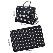 Load image into Gallery viewer, ChangePal Universal Wipes Portable Diaper Changing Bag- FULL Pack of Wipes Version- Black and White Polkadot Nylon