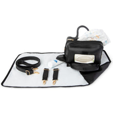 Load image into Gallery viewer, ChangePal Universal Wipes Portable Diaper Changing Bag- FULL Pack of Wipes Version- Black Vegan Leather