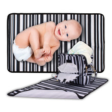 Load image into Gallery viewer, ChangePal Portable Diaper Changing Bag (Black & White) | Wipes Pouch version