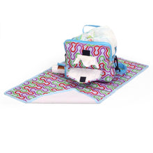 Load image into Gallery viewer, ChangePal Portable Diaper Changing Bag Blue Geometric) | Wipes Pouch version