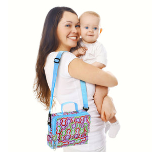 ChangePal Portable Diaper Changing Bag Blue Geometric) | Wipes Pouch version