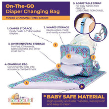 Load image into Gallery viewer, ChangePal Portable Diaper Changing Bag Blue Geometric) | Wipes Pouch version