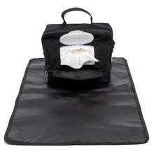 Load image into Gallery viewer, ChangePal Universal Wipes Portable Diaper Changing Bag- FULL Pack of Wipes Version- Black Nylon