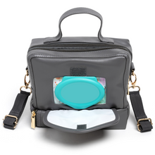 Load image into Gallery viewer, ChangePal Universal Wipes Portable Diaper Changing Bag- FULL Pack of Wipes Version- Gray Vegan Leather