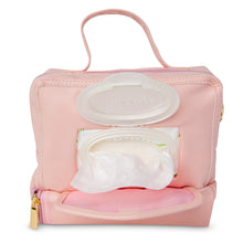 Load image into Gallery viewer, ChangePal Universal Wipes Portable Diaper Changing Bag- FULL Pack of Wipes Version- Pink Vegan Leather