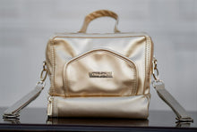 Load image into Gallery viewer, ChangePal Universal Wipes Portable Diaper Changing Bag- FULL Pack of Wipes Version- Gold Vegan Leather