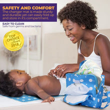 Load image into Gallery viewer, ChangePal Portable Diaper Changing Bag (Light Blue Polka) | Wipes Pouch version