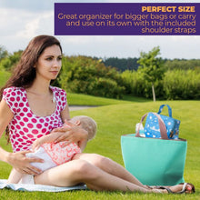 Load image into Gallery viewer, ChangePal Portable Diaper Changing Bag (Light Blue Polka) | Wipes Pouch version
