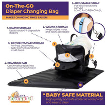 Load image into Gallery viewer, ChangePal Portable Diaper Changing Bag (Vegan Leather) | Wipes Pouch version
