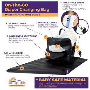 ChangePal Portable Diaper Changing Bag (Vegan Leather) | Wipes Pouch version
