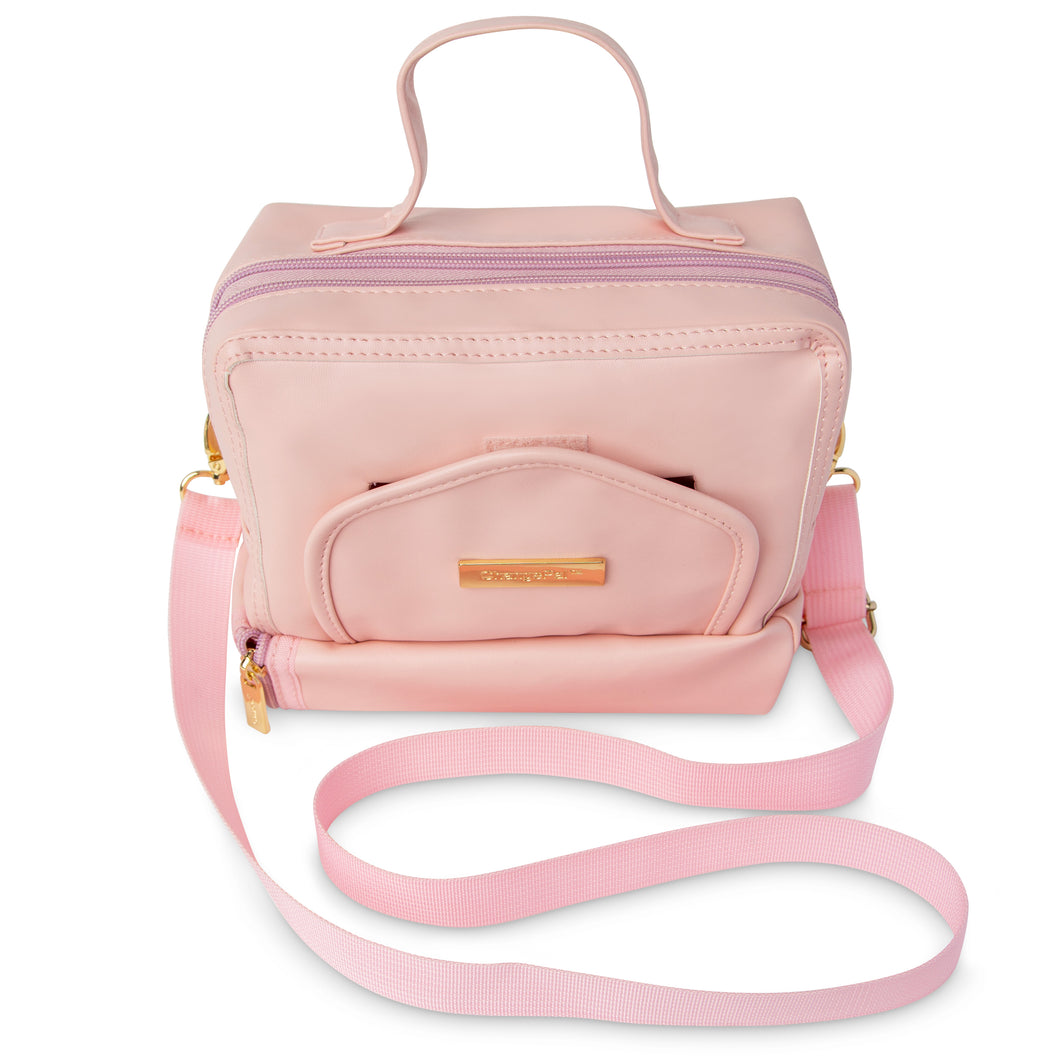 ChangePal Universal Wipes Portable Diaper Changing Bag- FULL Pack of Wipes Version- Pink Vegan Leather