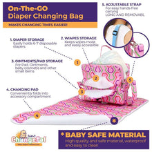 Load image into Gallery viewer, ChangePal Portable Diaper Changing Bag (Pink Geometric) | Wipes Pouch version
