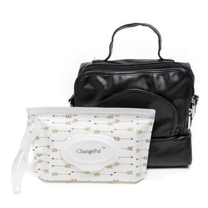 ChangePal Portable Diaper Changing Bag (Vegan Leather) | Wipes Pouch version