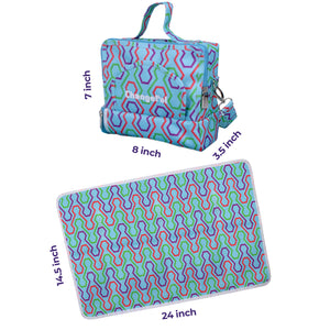 ChangePal Portable Diaper Changing Bag Blue Geometric) | Wipes Pouch version