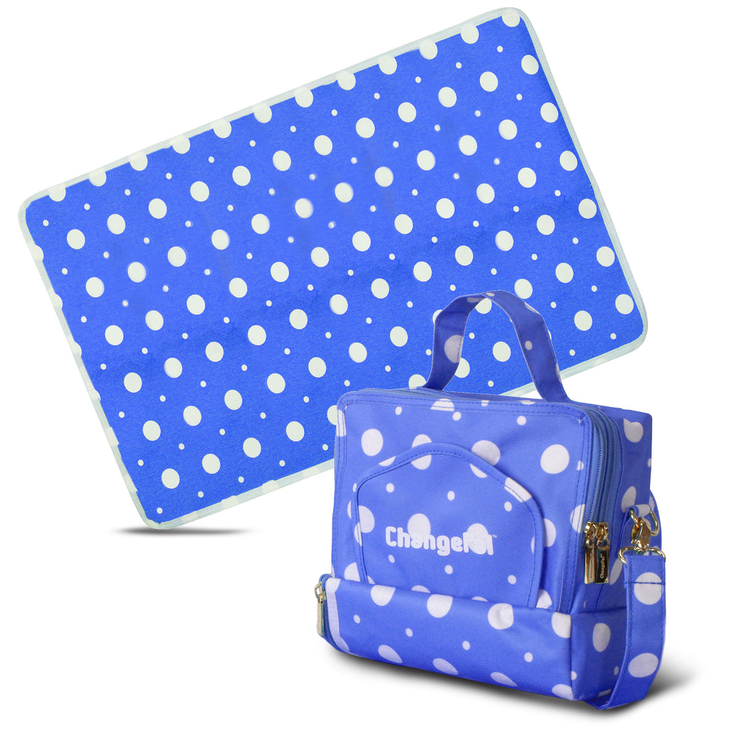 ChangePal Portable Diaper Changing Bag (Dark Blue Polka) | Wipes Pouch version